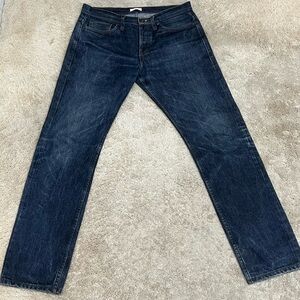 The Unbranded Brand Indigo Selvedge Denim Mens Jeans Tapered Fit 14.5 oz
